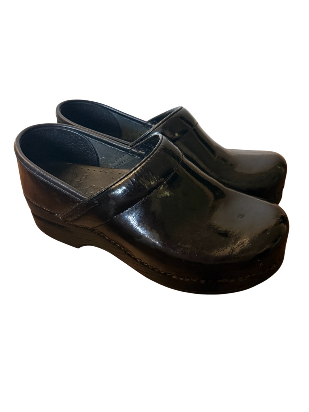 Dansko Professional Black Patent Leather Slip-On Clogs-Size 37 Euro 6.5-7 US